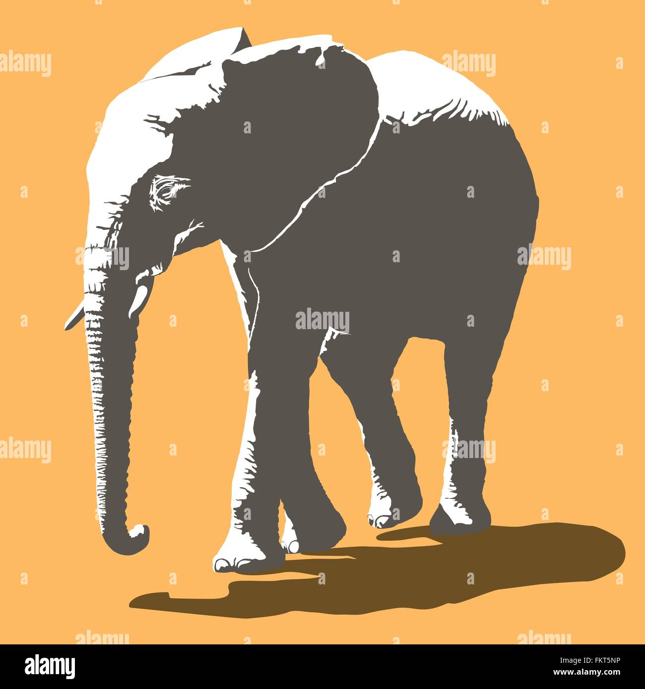 African Elephant Vector Illustration, two color mode Stock Vector