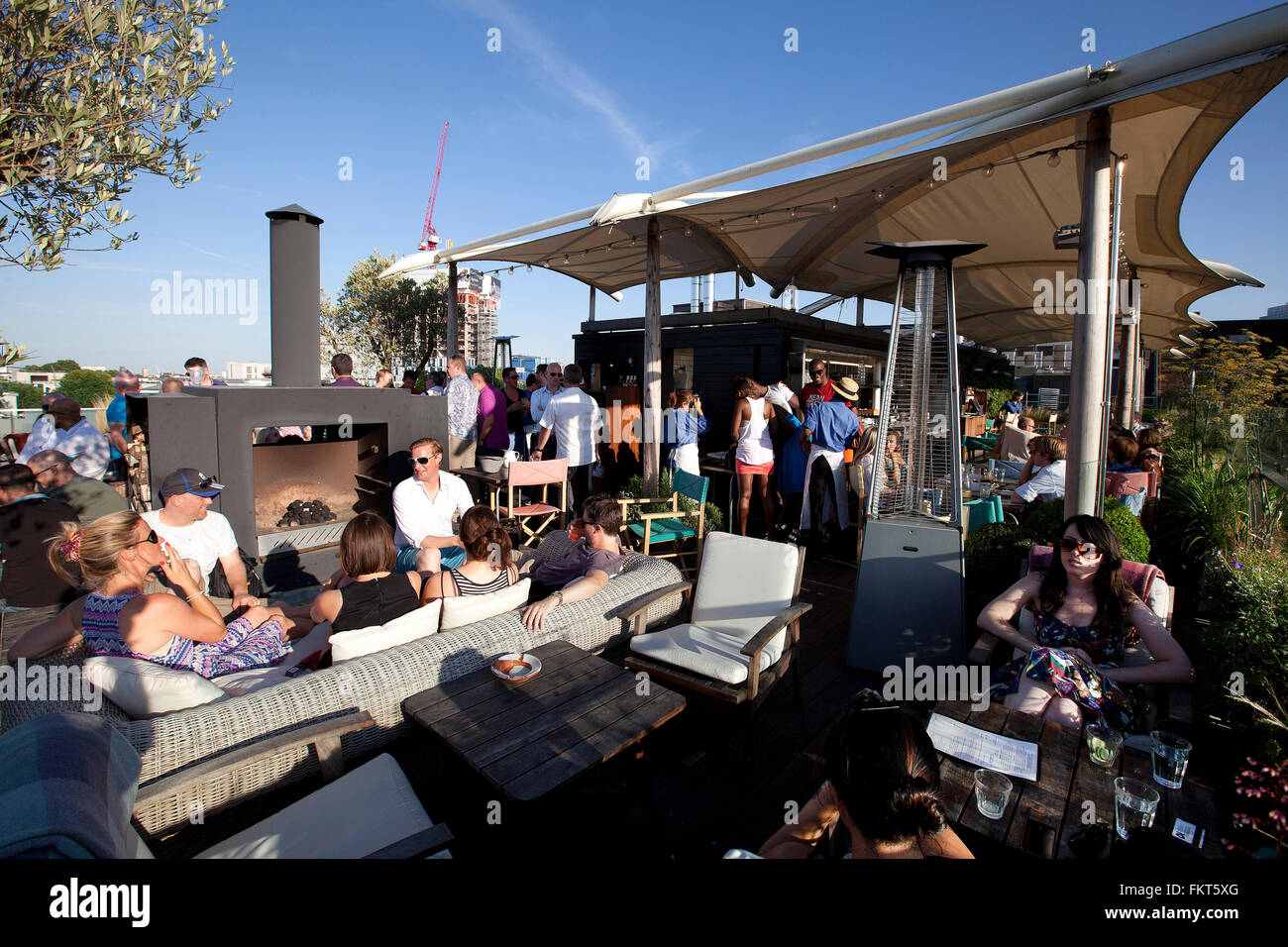 Shoreditch London The Boundary Hotel Roof Top Bar Stock Photo