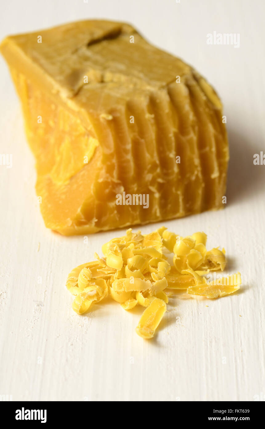 Beeswax, natural wax produced by honey bees Stock Photo Alamy