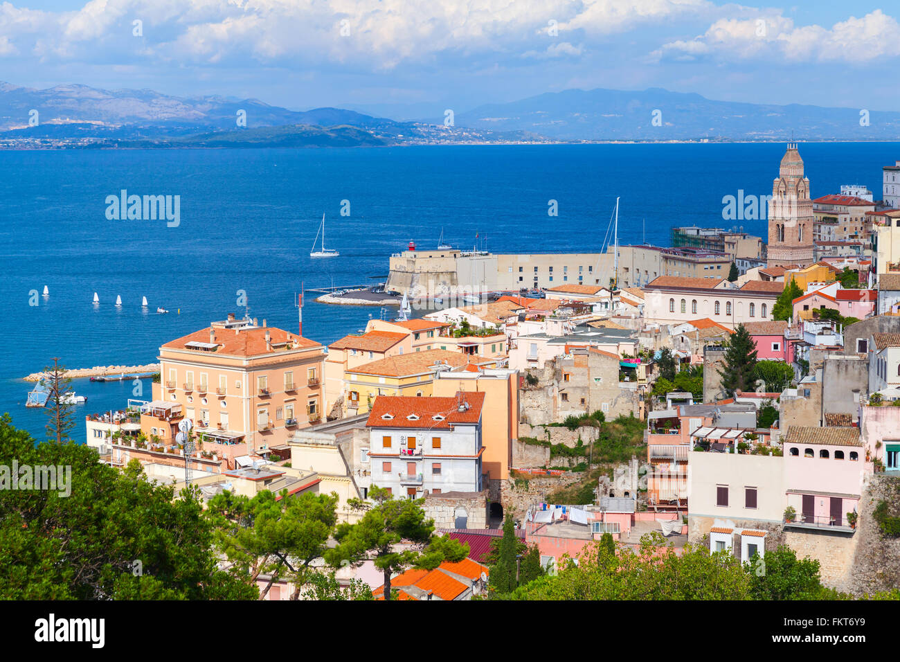 Cityscape of old part Gaeta town in summertime, Italy Stock Photo