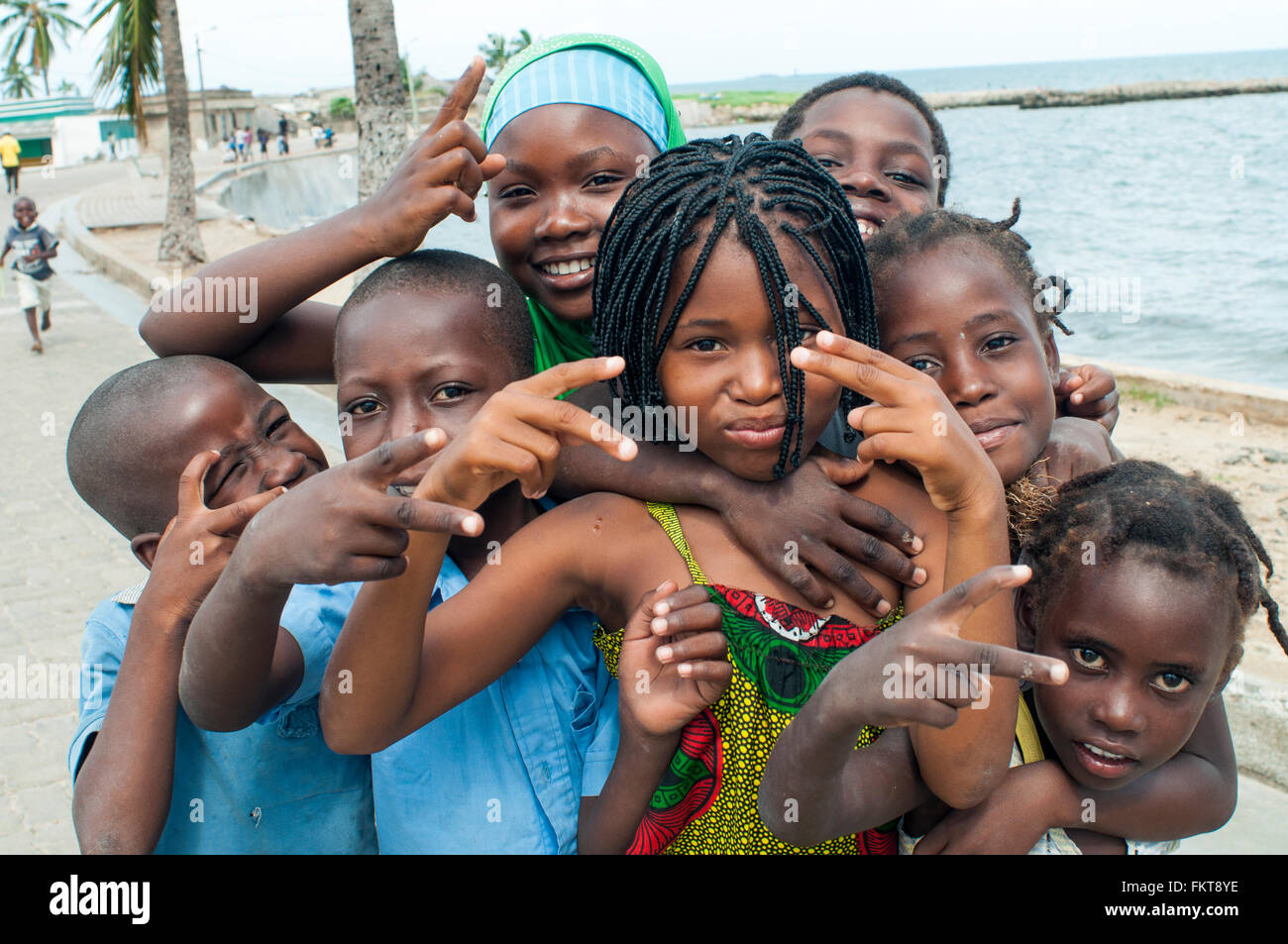 Group of children, Ilha de Mozambique, Nampula, Mozambique Stock Photo