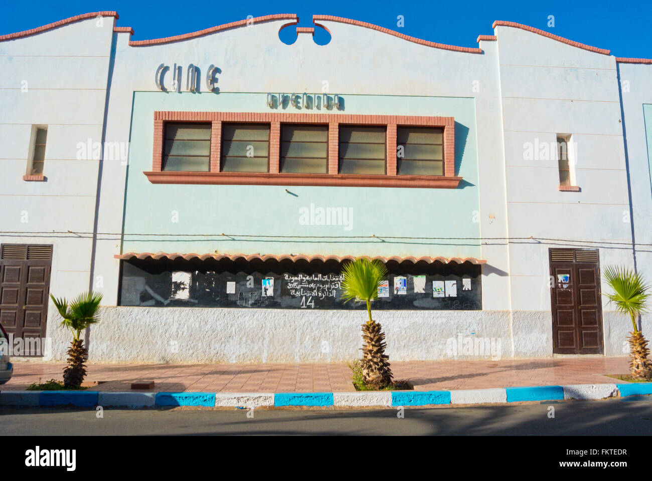 Cine Avenida, art-deco architecture, Sidi Ifni, Guelmim-Oued region, southern Morocco, northern Africa Stock Photo