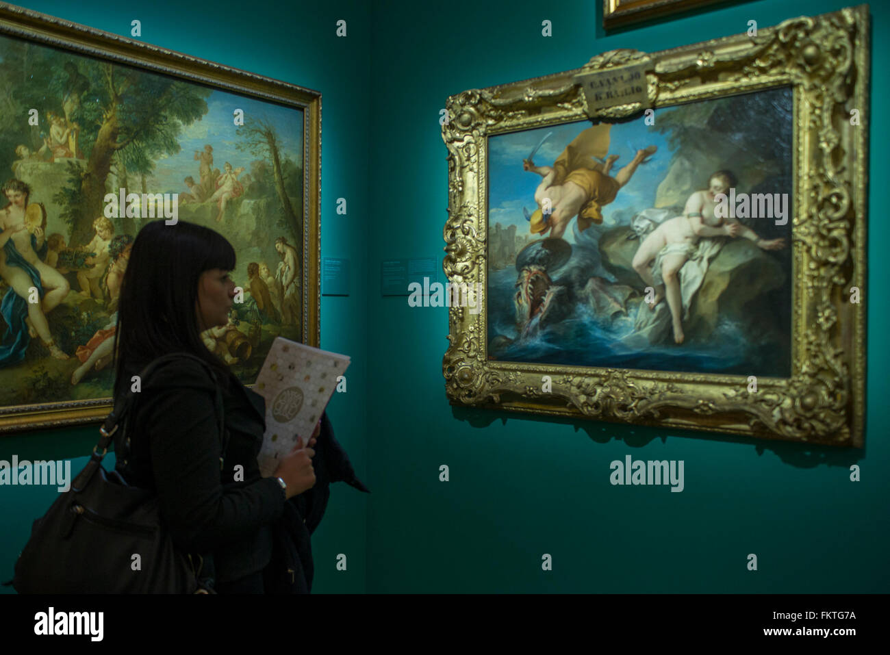 Turin, Italy. 10th March, 2016. Press Preview art exhibition 'From Poussin to the Impressionists. Three centuries of French painting' at Palazzo Madama in Turin Credit:  Stefano Guidi/Alamy Live News Stock Photo