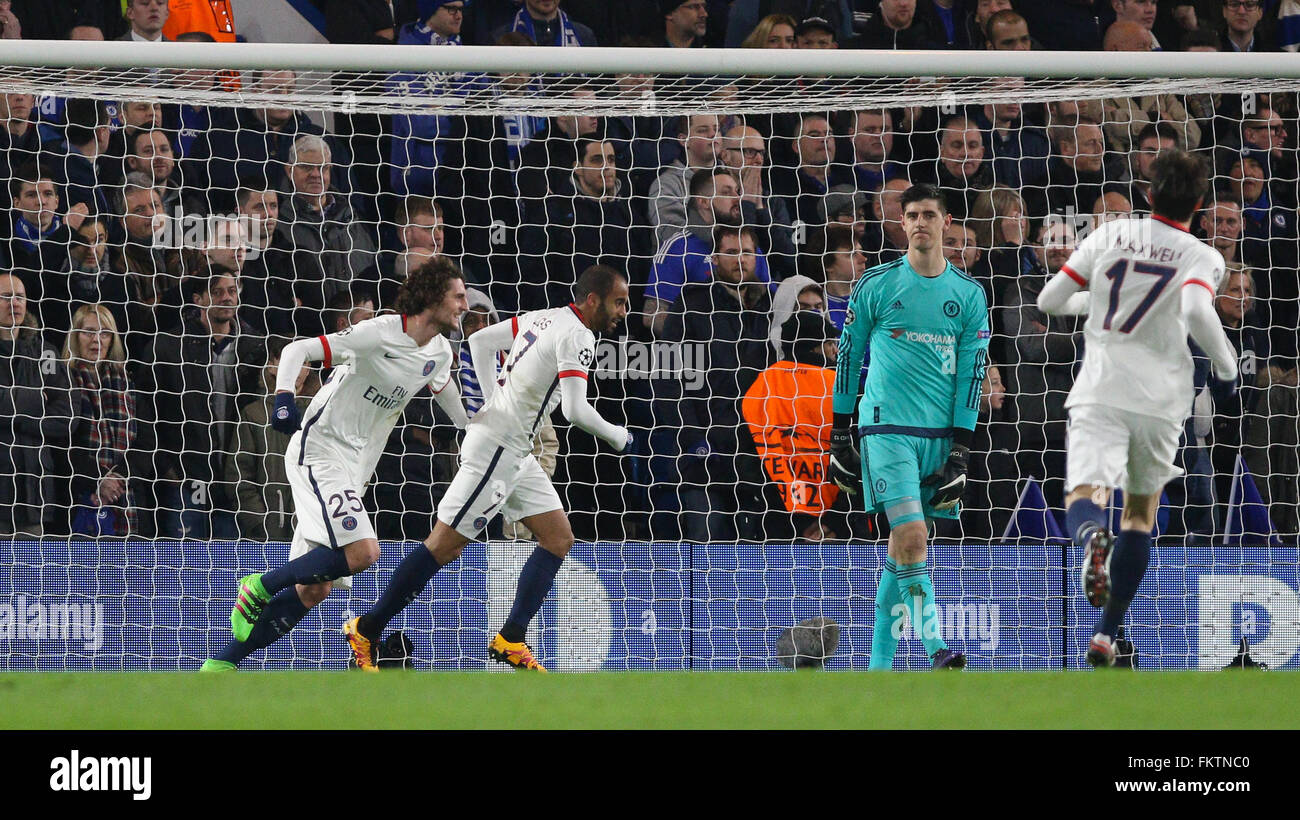 Adrien Rabiot of Paris Saint-Germain (left) celebrates scoring during ...
