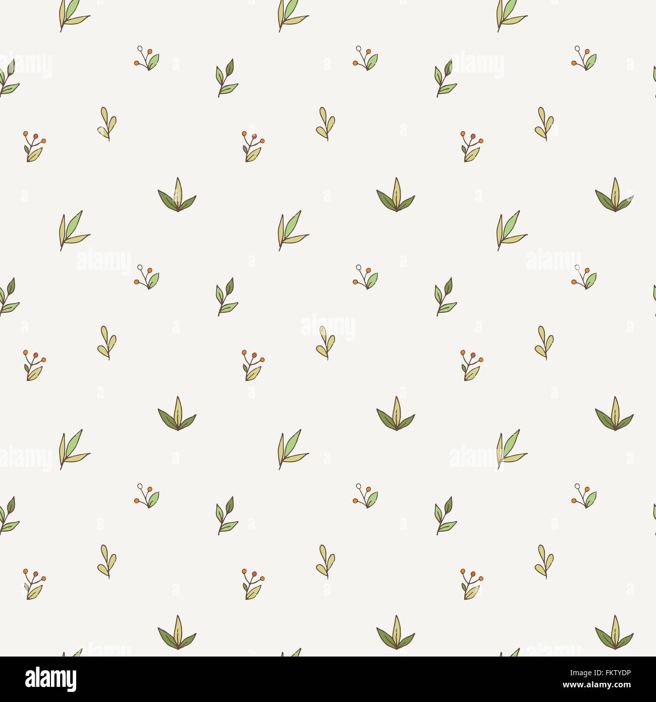 Vector seamless pattern of a variety of hand-drawn leaves and branches ...