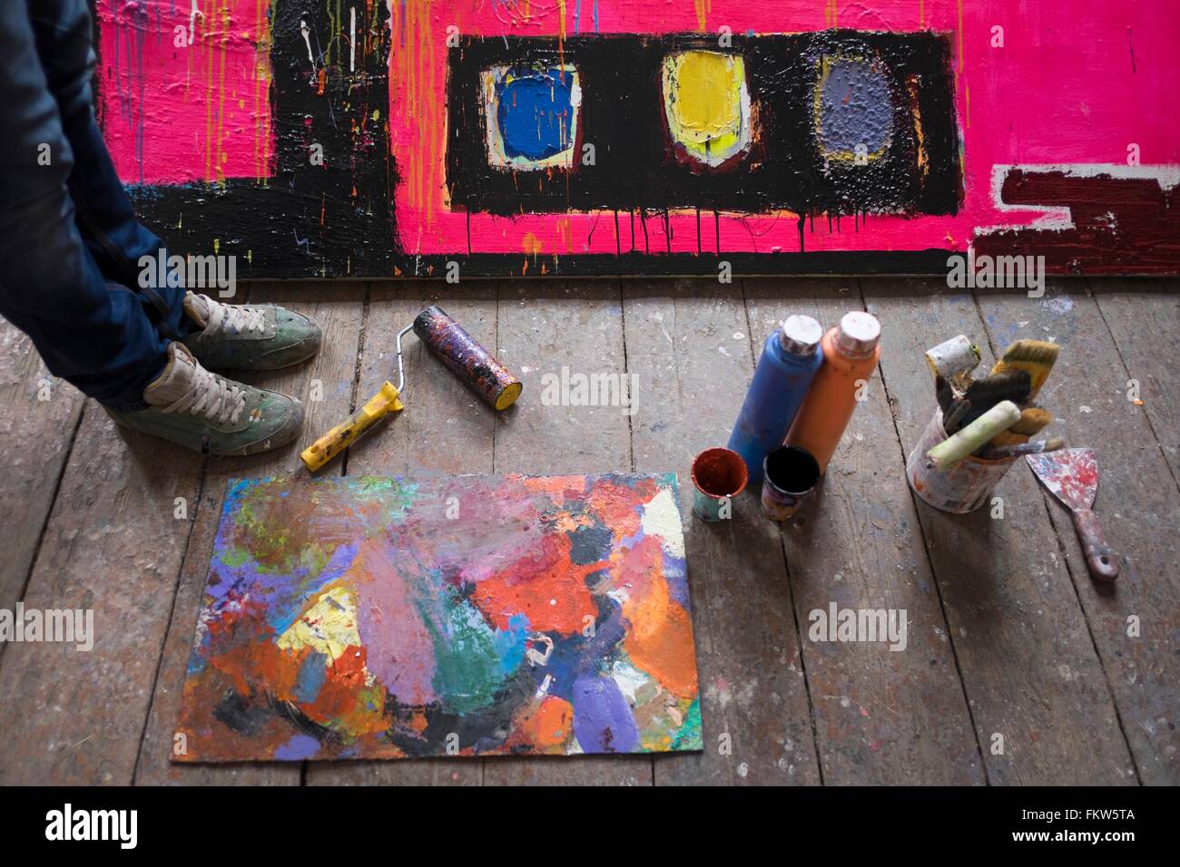 Artist in his studio Stock Photo