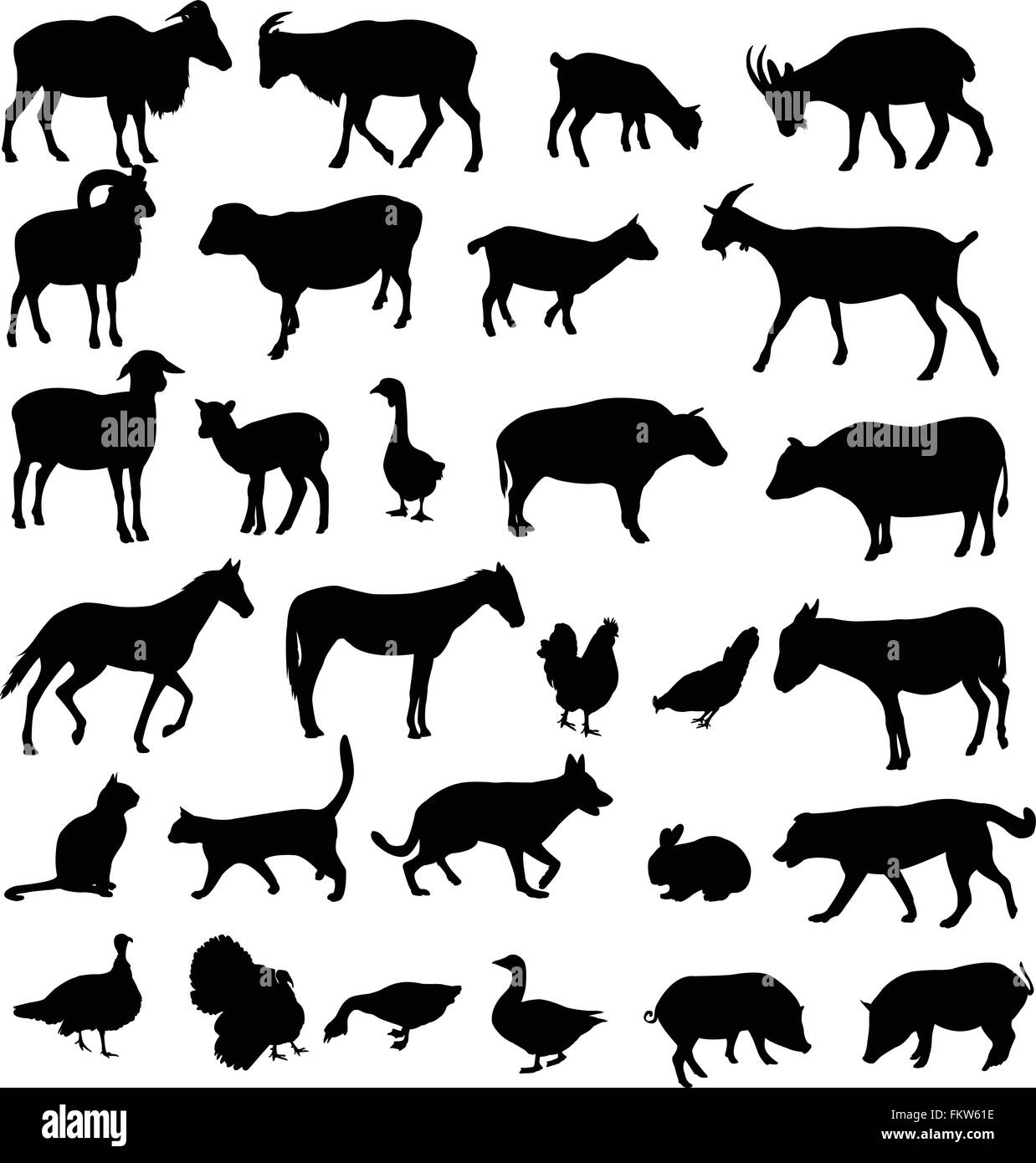 farm animals silhouettes - vector Stock Vector Image & Art - Alamy