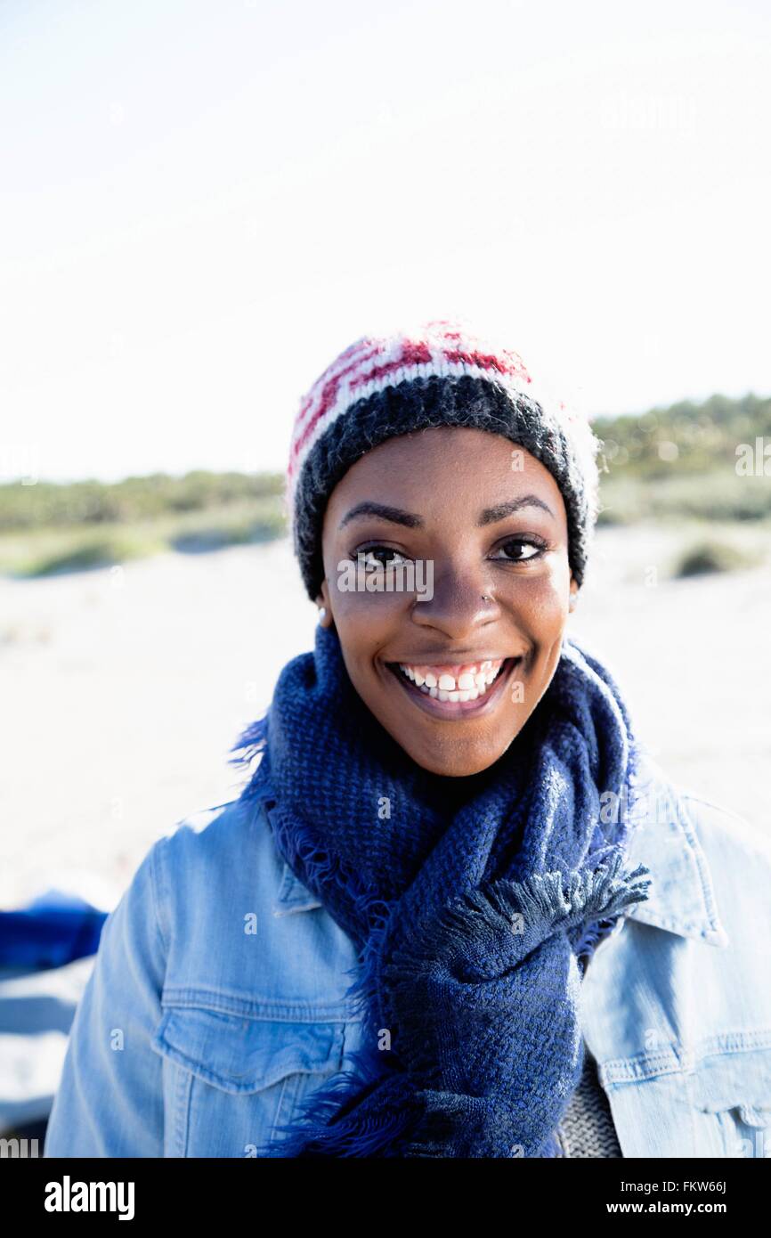 Portrait of young woman, outdoors, smiling Stock Photo - Alamy