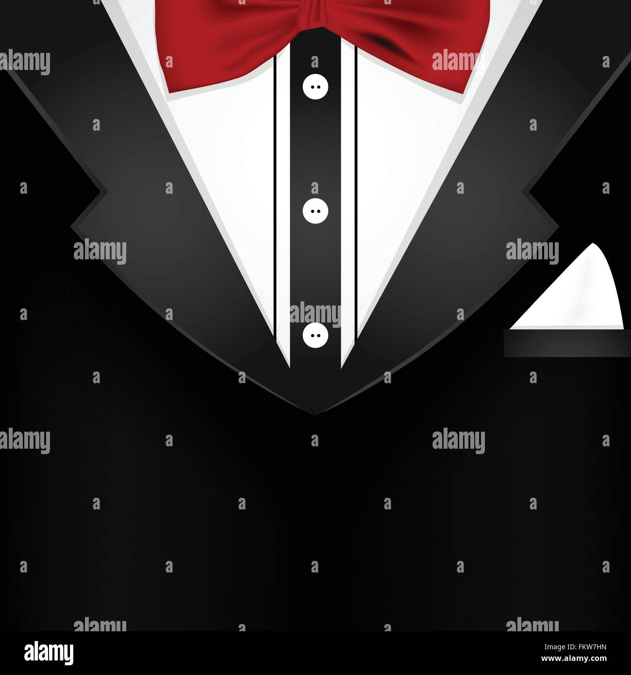 Business tuxedo background with red bow tie and copy-space Stock Vector
