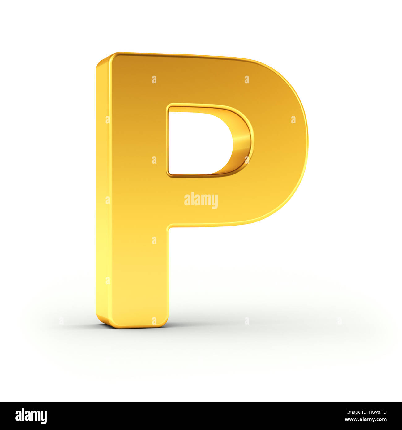 The Letter P as a polished golden object Stock Photo