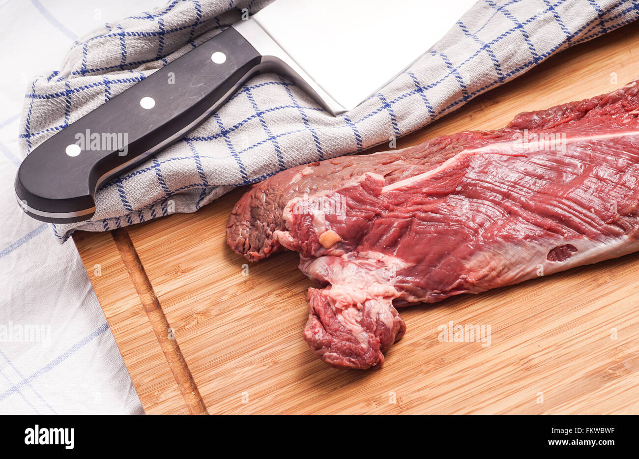 Hanging tender, Hanger steak, onglet - before the meat has been trimmed by the butcher Stock Photo
