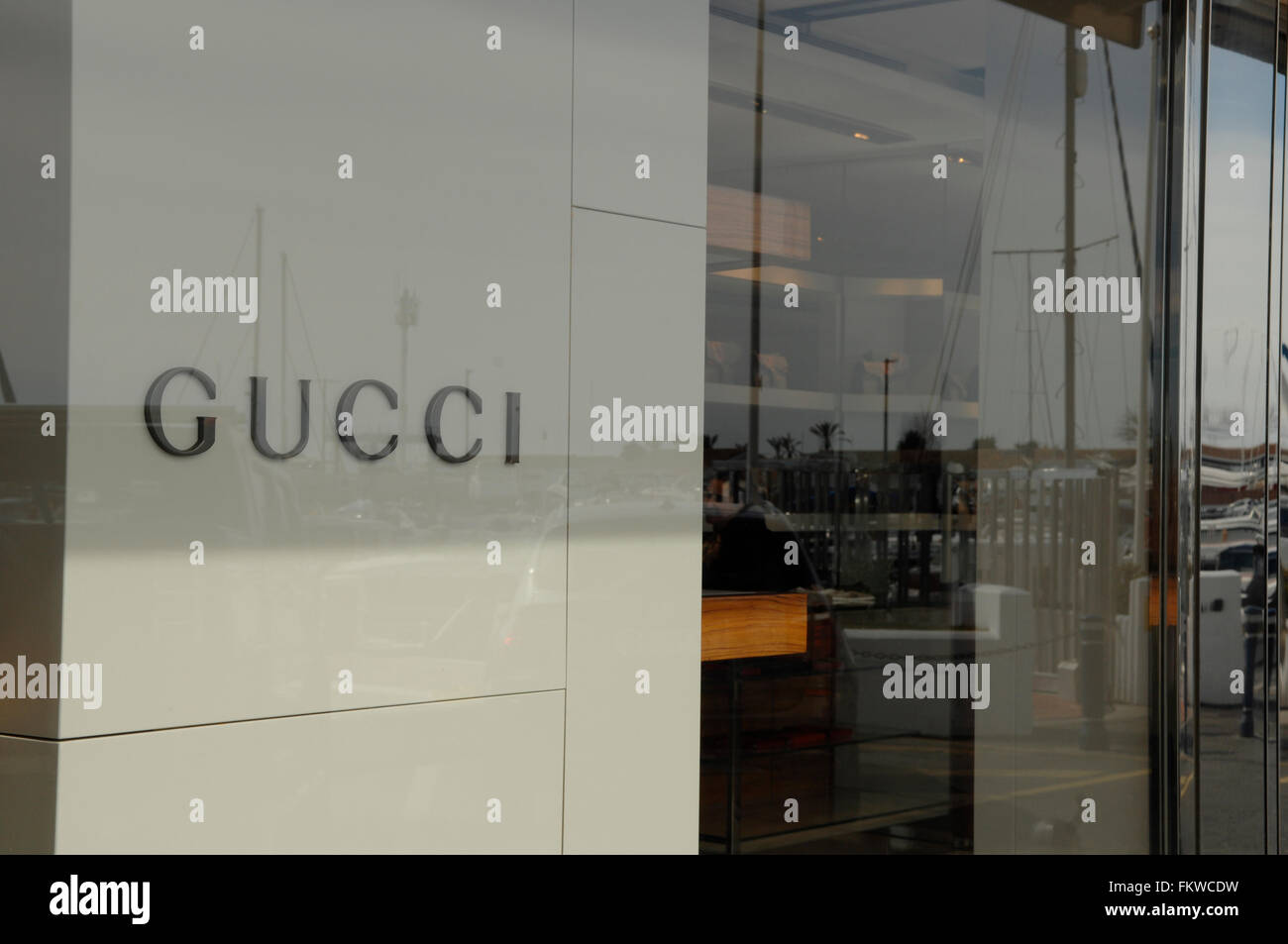 Gucci store frontage in Puerto Banus in Malaga Photo Alamy