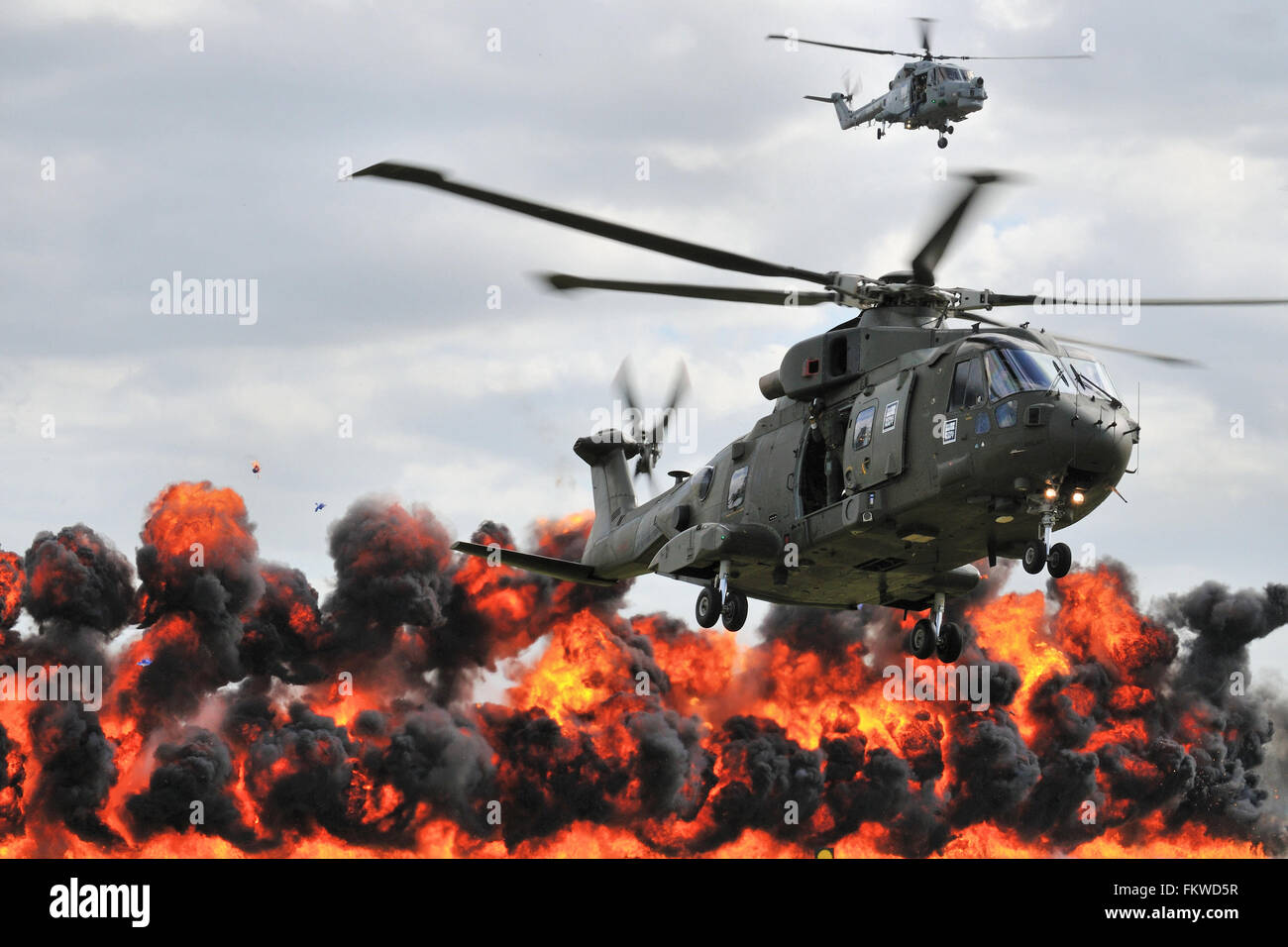 Royal Navy Merlin and Lynx helicopters. Stock Photo