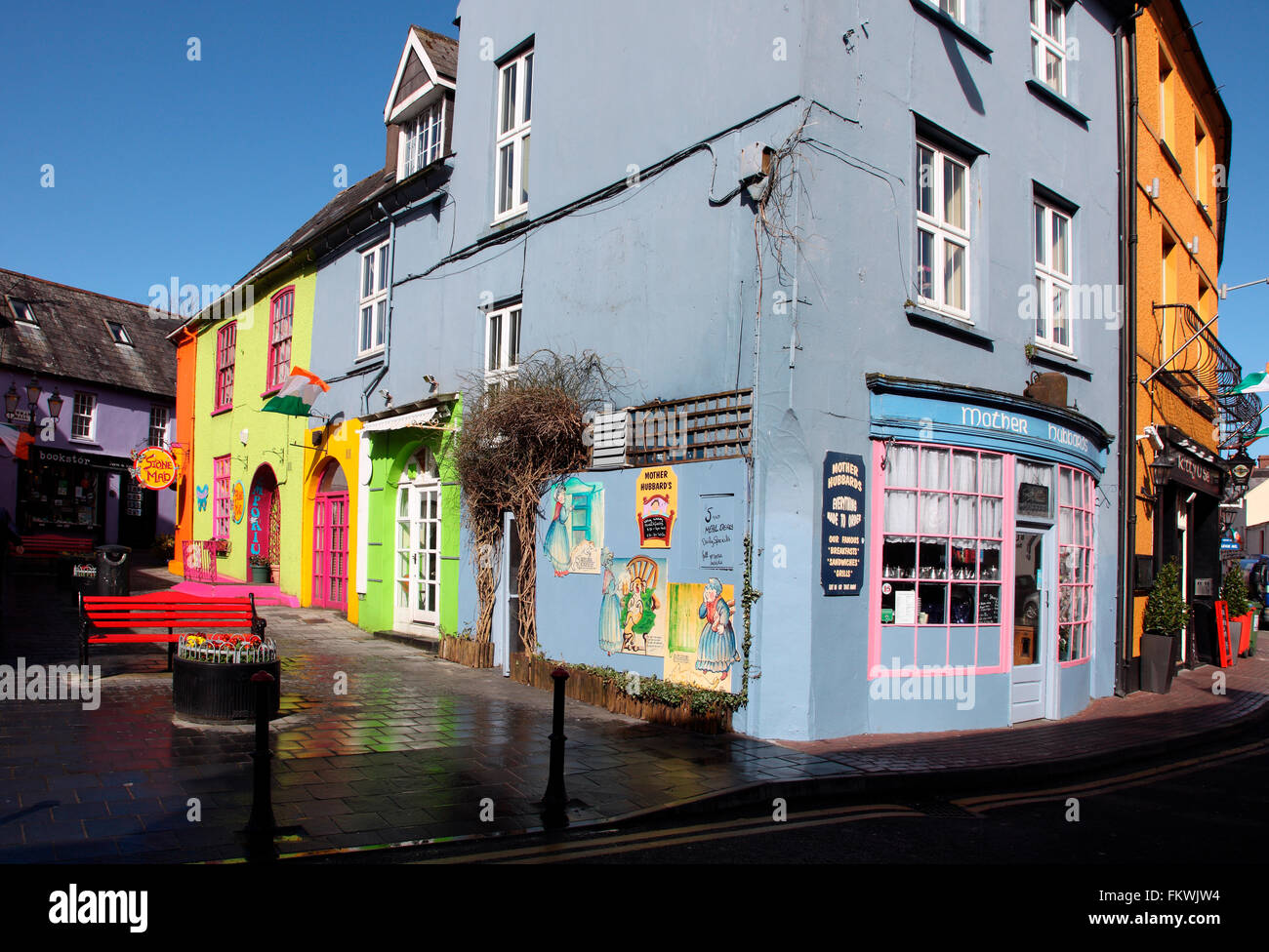 Street scene in Kinsale's historic quarter Stock Photo