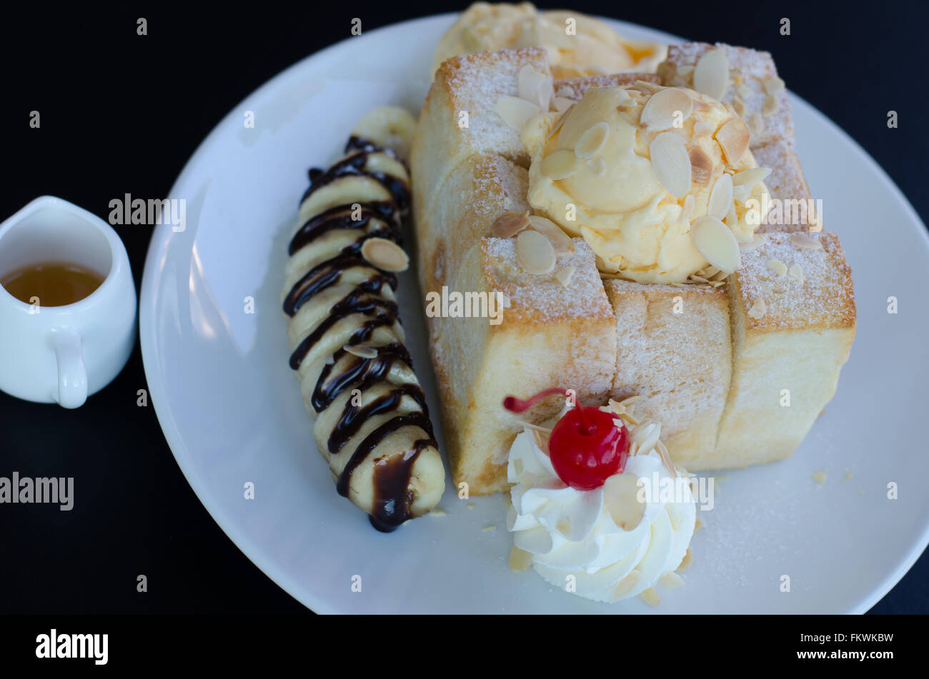 shibuya honey toast with ice cream Stock Photo