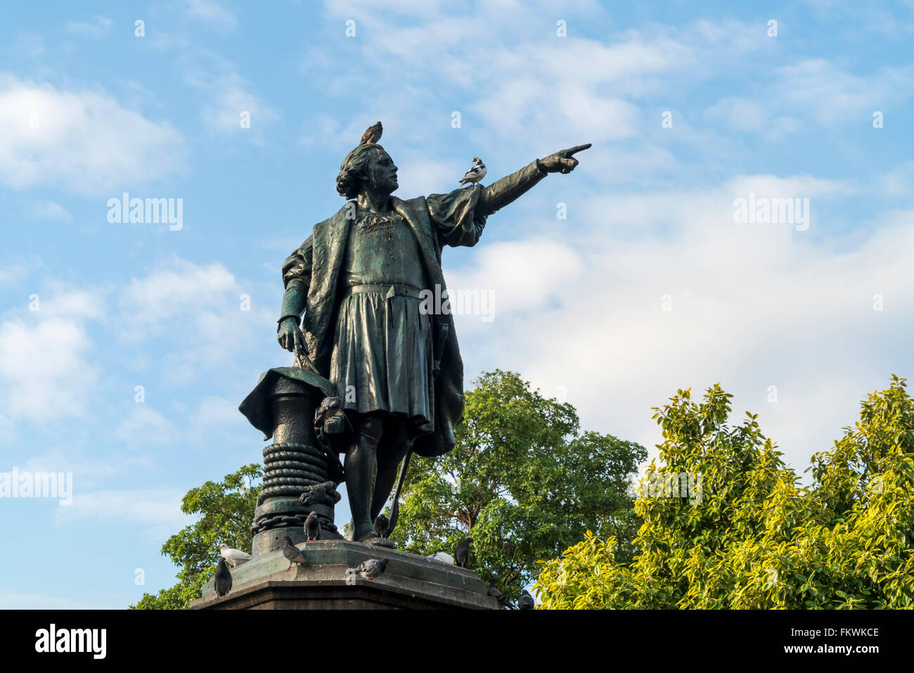 Statue of Christopher Columbus at  Parque Colon, capital Santo Domingo,  Dominican Republic, Carribean, America, Stock Photo