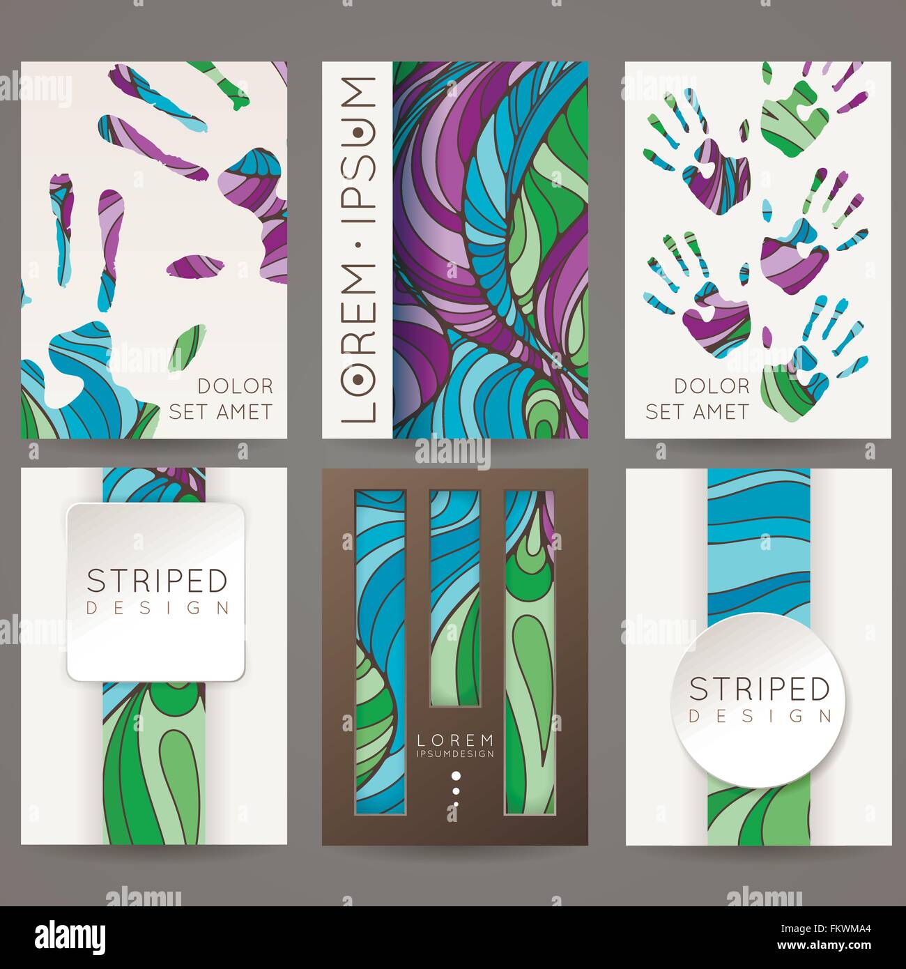 Set of vector design templates. Brochures in random colorful style ...