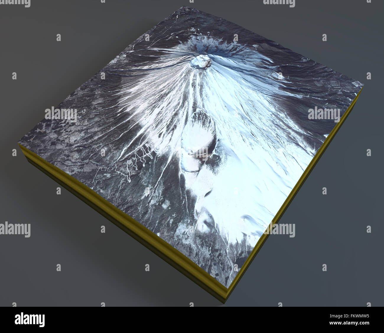 Mount Fuji, Japan, 3d section, satellite view. Element of this image is furnished by NASA Stock Photo