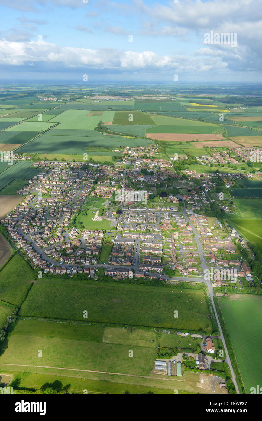 An aerial view of the North Lincolnshire village of Hibaldstow Stock Photo