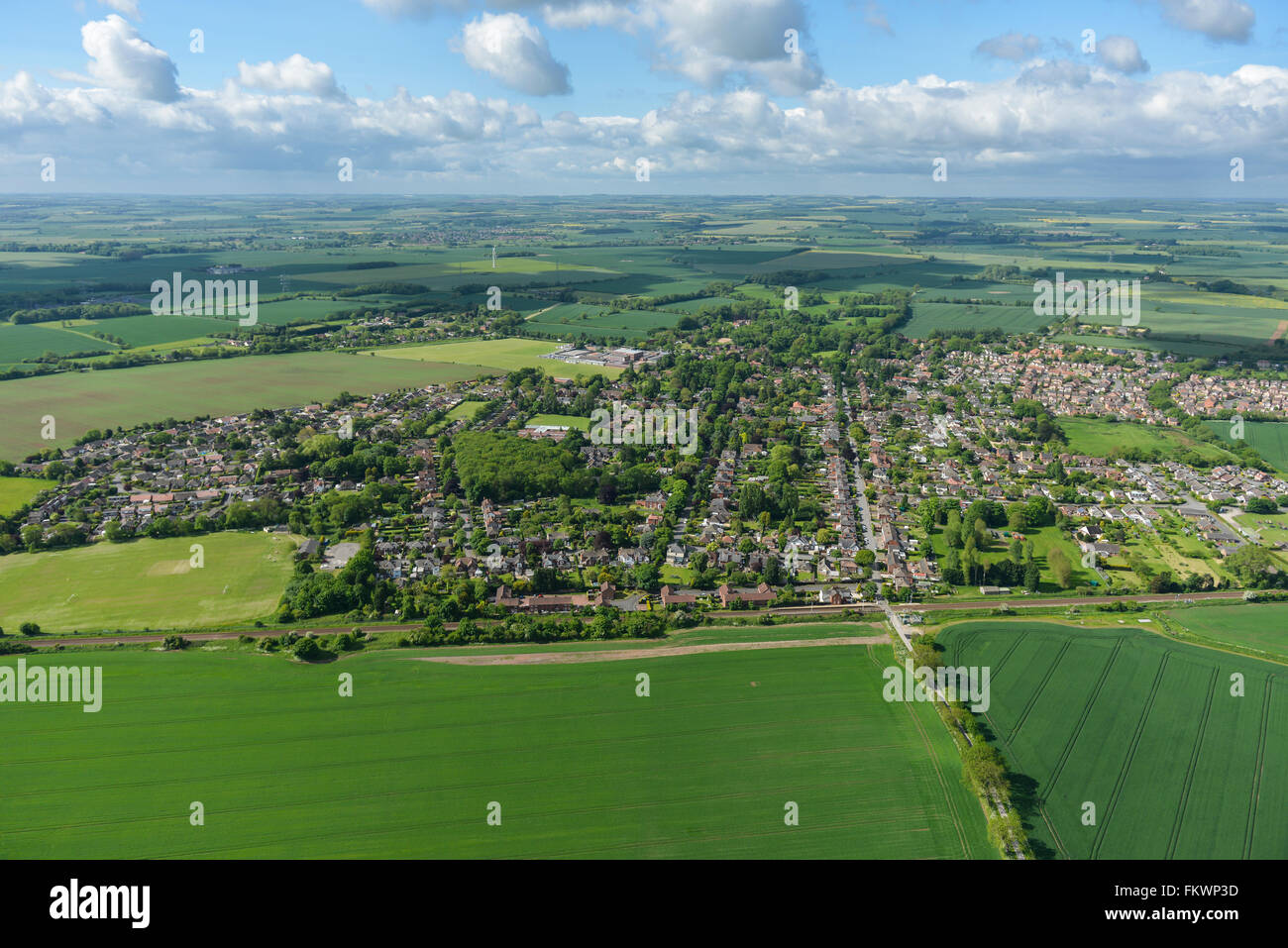 An aerial view of the North Lincolnshire village of Healing and surrounding countryside Stock Photo