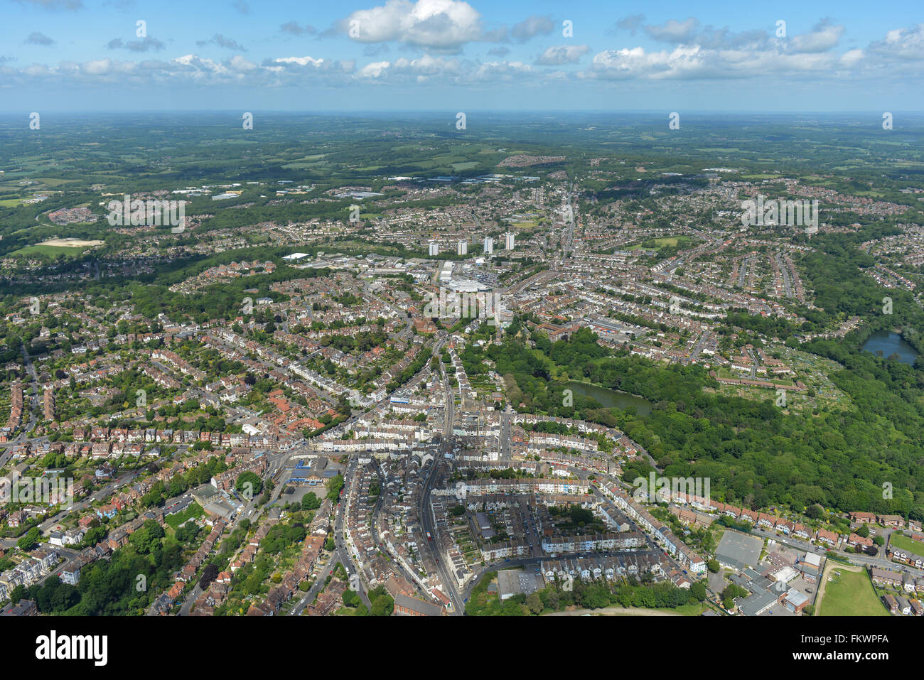 An aerial view of the East Sussex town of Hastings Stock Photo