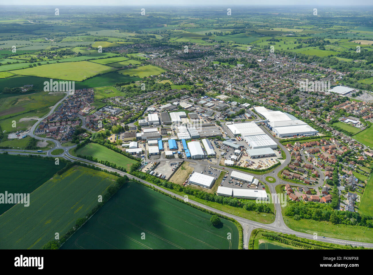 An aerial view of the Suffolk town of Hadleigh with the Lady Lane
