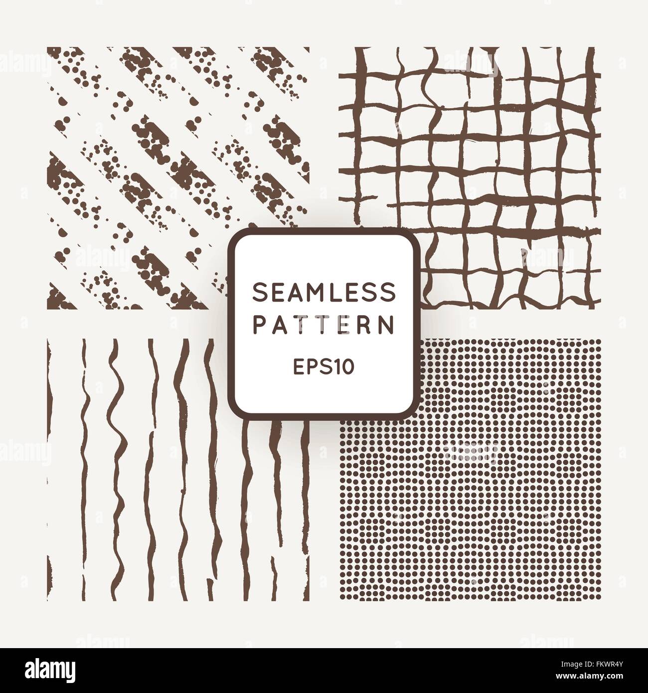 Set of vector seamless pattern of hand-drawn lines and dots Stock ...