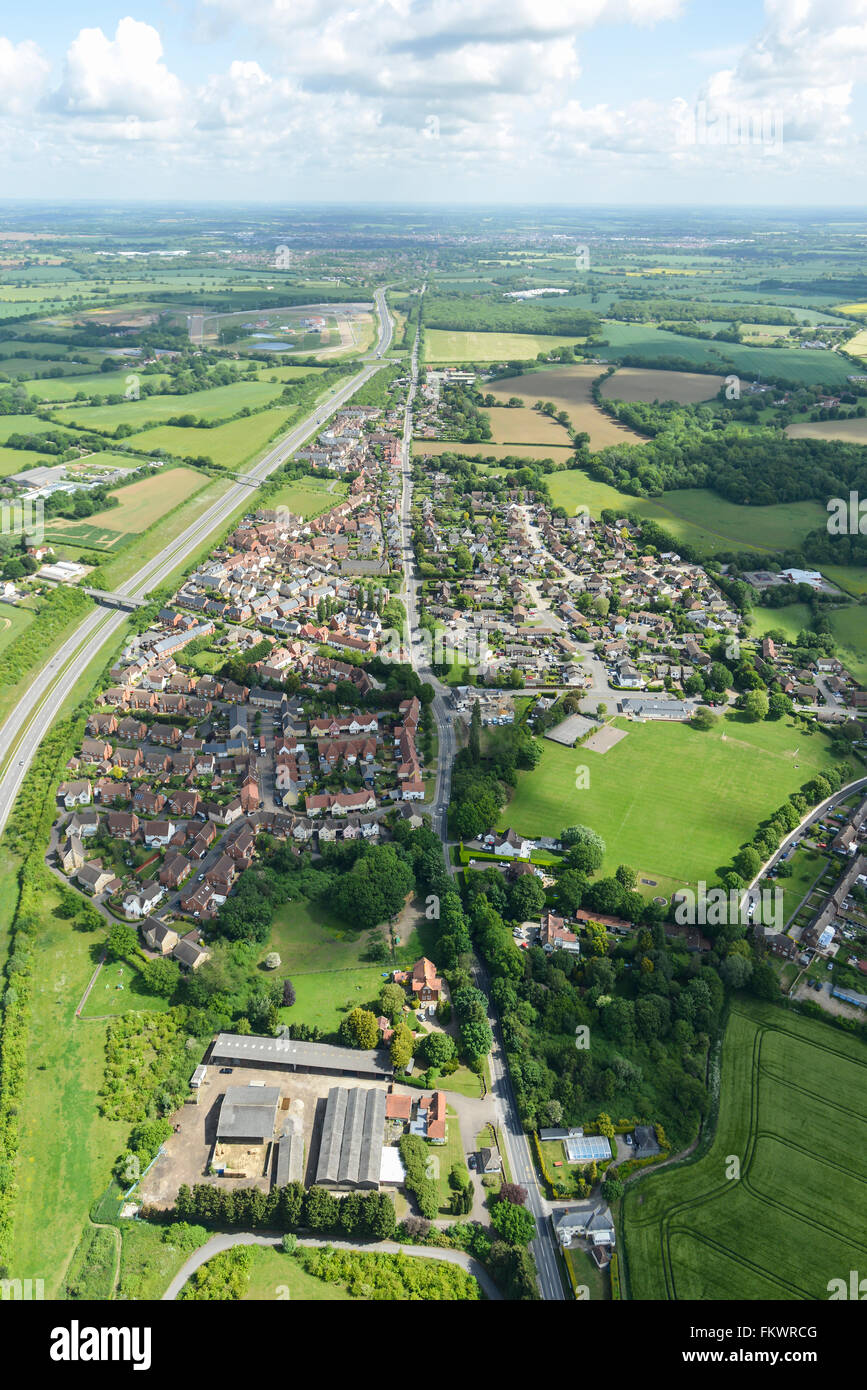 An aerial view of the village of Great Leighs in Essex Stock Photo