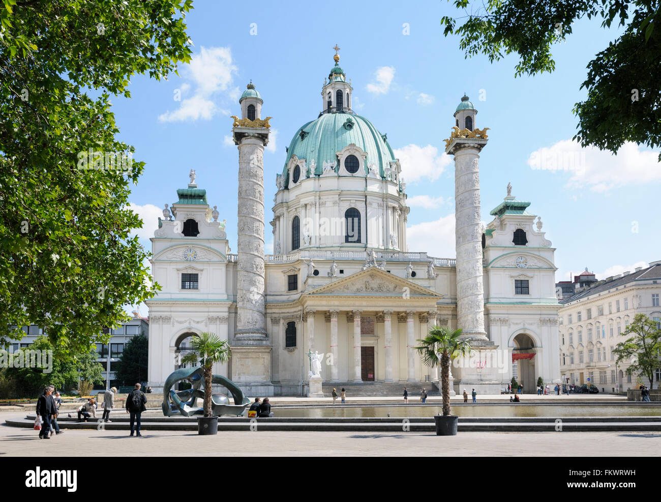 The Baroque style Karlskirche (St Charles's church), Karlsplatz, Vienna, Austria Stock Photo