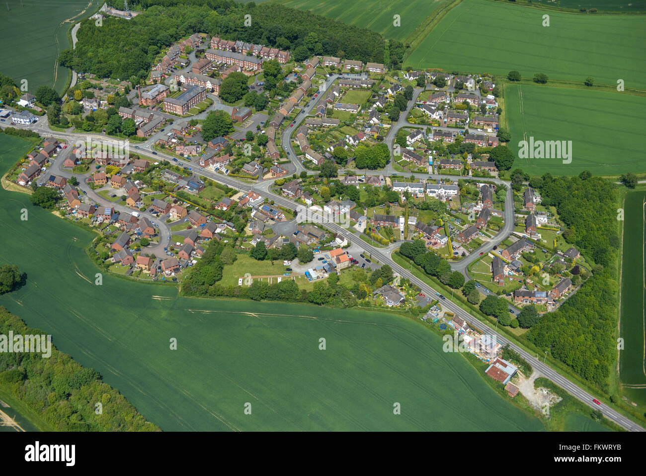An aerial view of the village of Cross Houses and surrounding