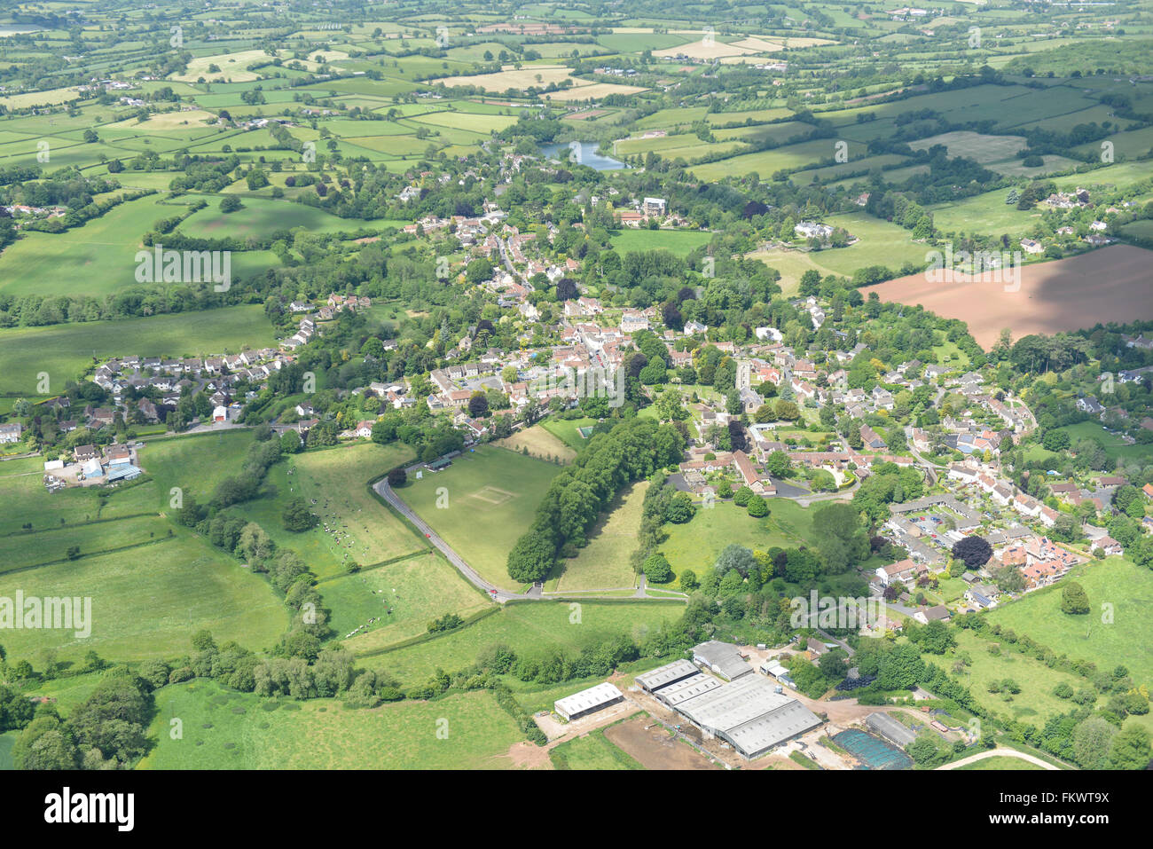 An aerial view of the Somerset village of Chew Magna Stock Photo
