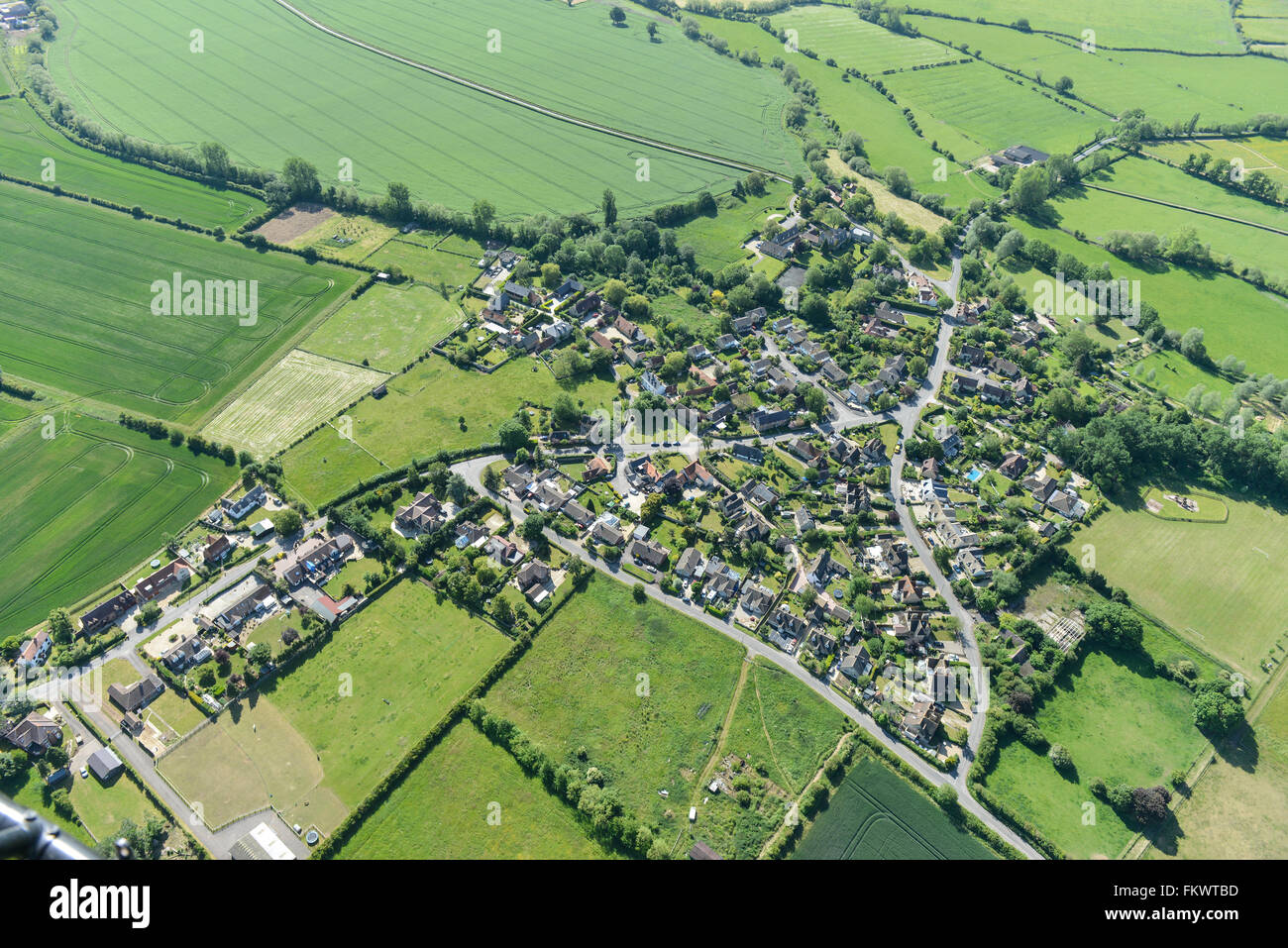 An aerial view of the village of Charney Bassett and surrounding Oxfordshire countryside Stock Photo