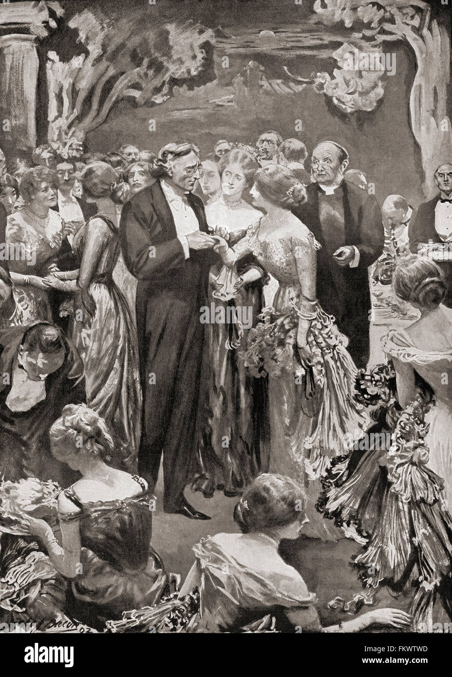 A reception and stage supper at the Lyceum Theatre, London, England in the late 19th century. Stock Photo