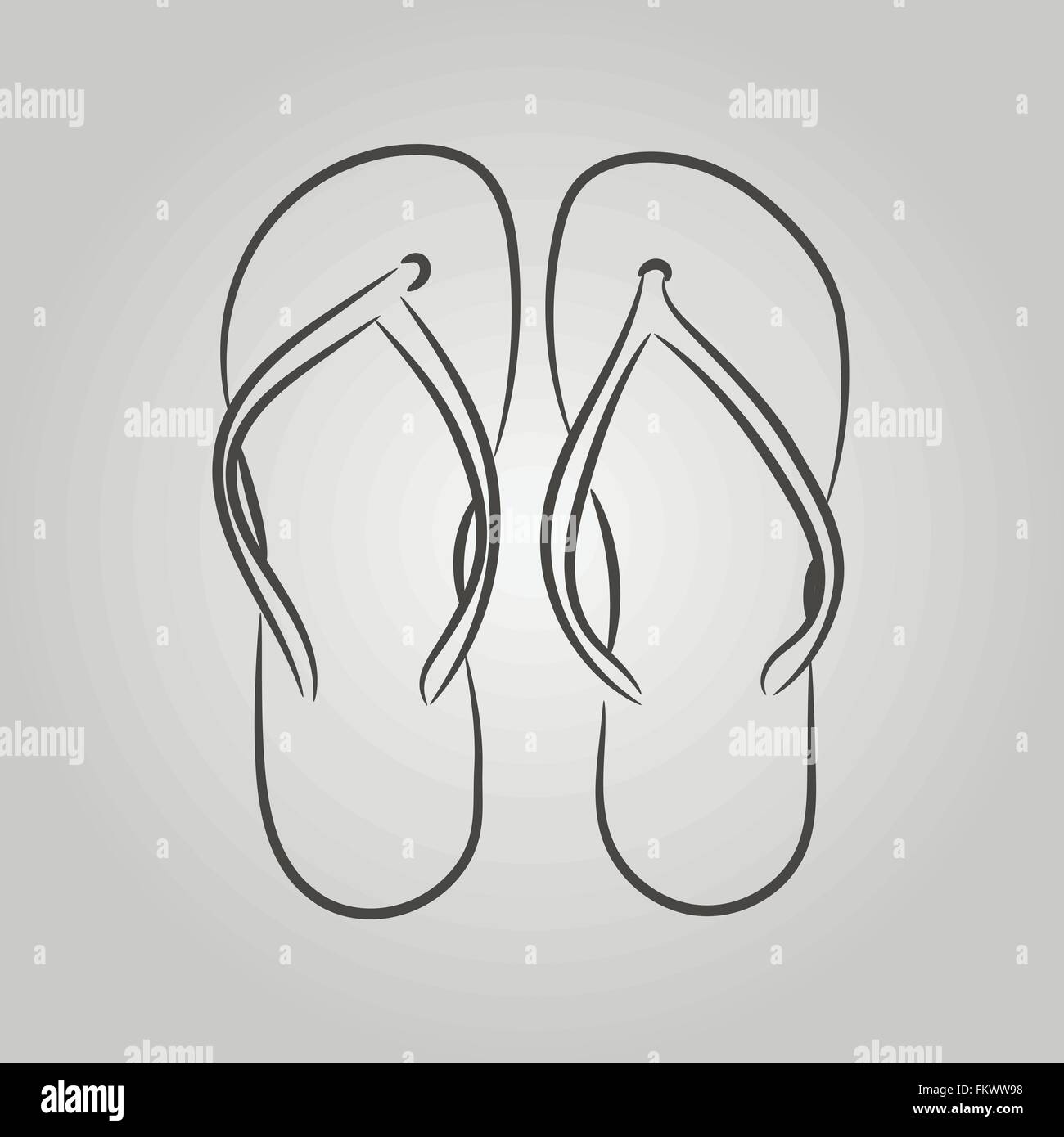 Vector icons with a simplified schematic image of beach sandals Stock ...