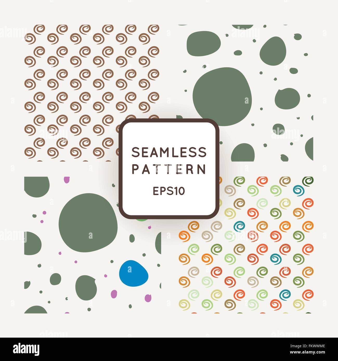 A set of four vector seamless patterns. Spirals. Pebbles. Paving Stock ...
