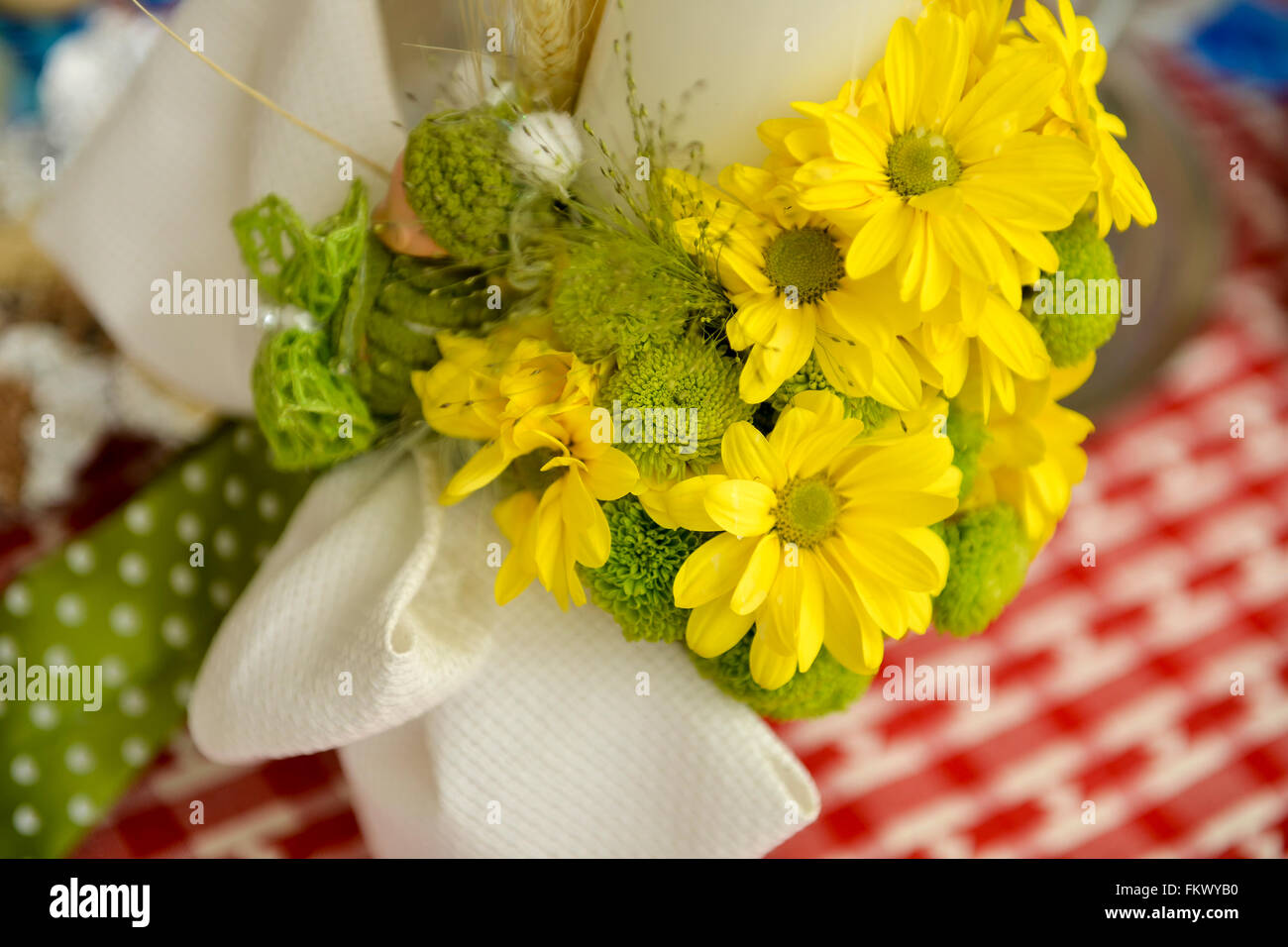 Yellow flowers in a bouquet decorations Stock Photo Alamy