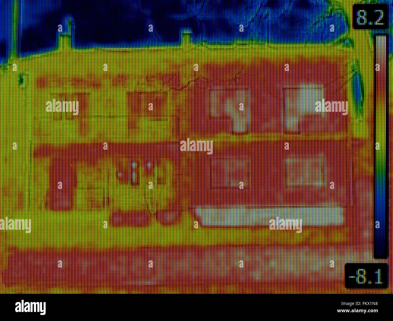 Thermal Image of Semi Detached House Stock Photo