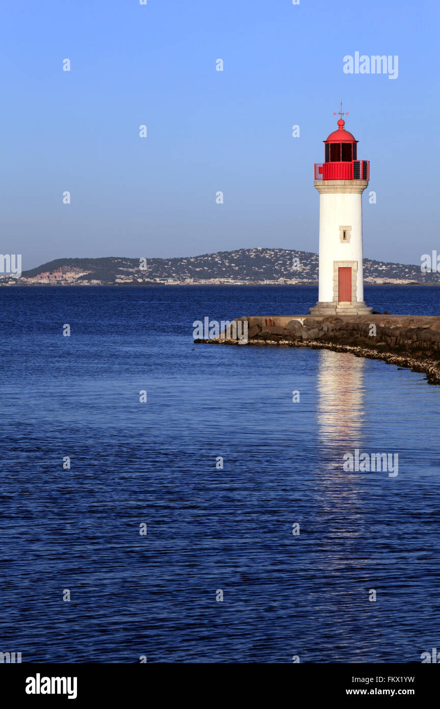 Winter day in Marseillan near the lighthouse Onglous, Etang de Thau, Languedoc-Roussillon, France Stock Photo