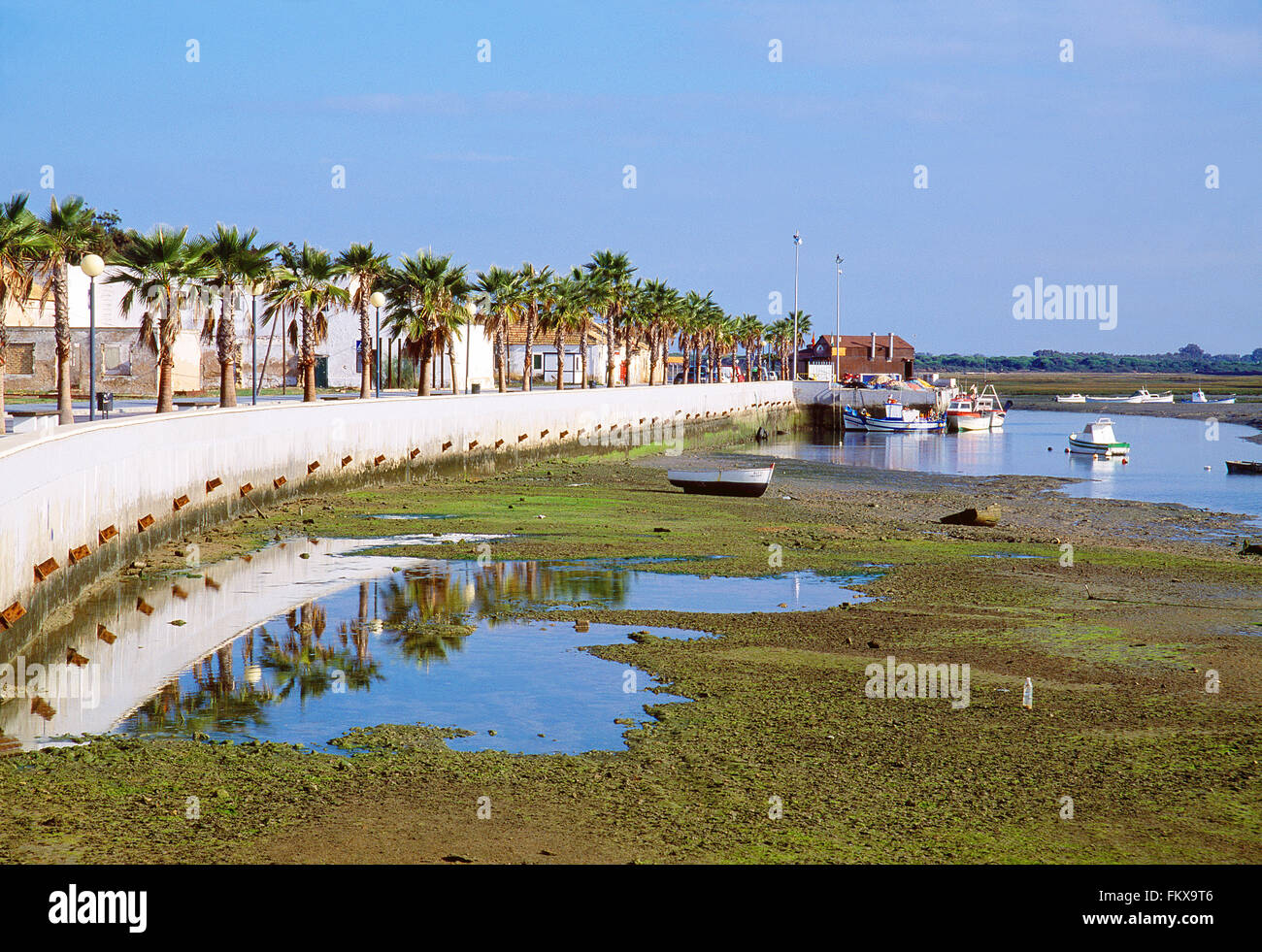 Harbour with low tide. Sancti Petri, Cadiz province, Andalucia, Spain. Stock Photo