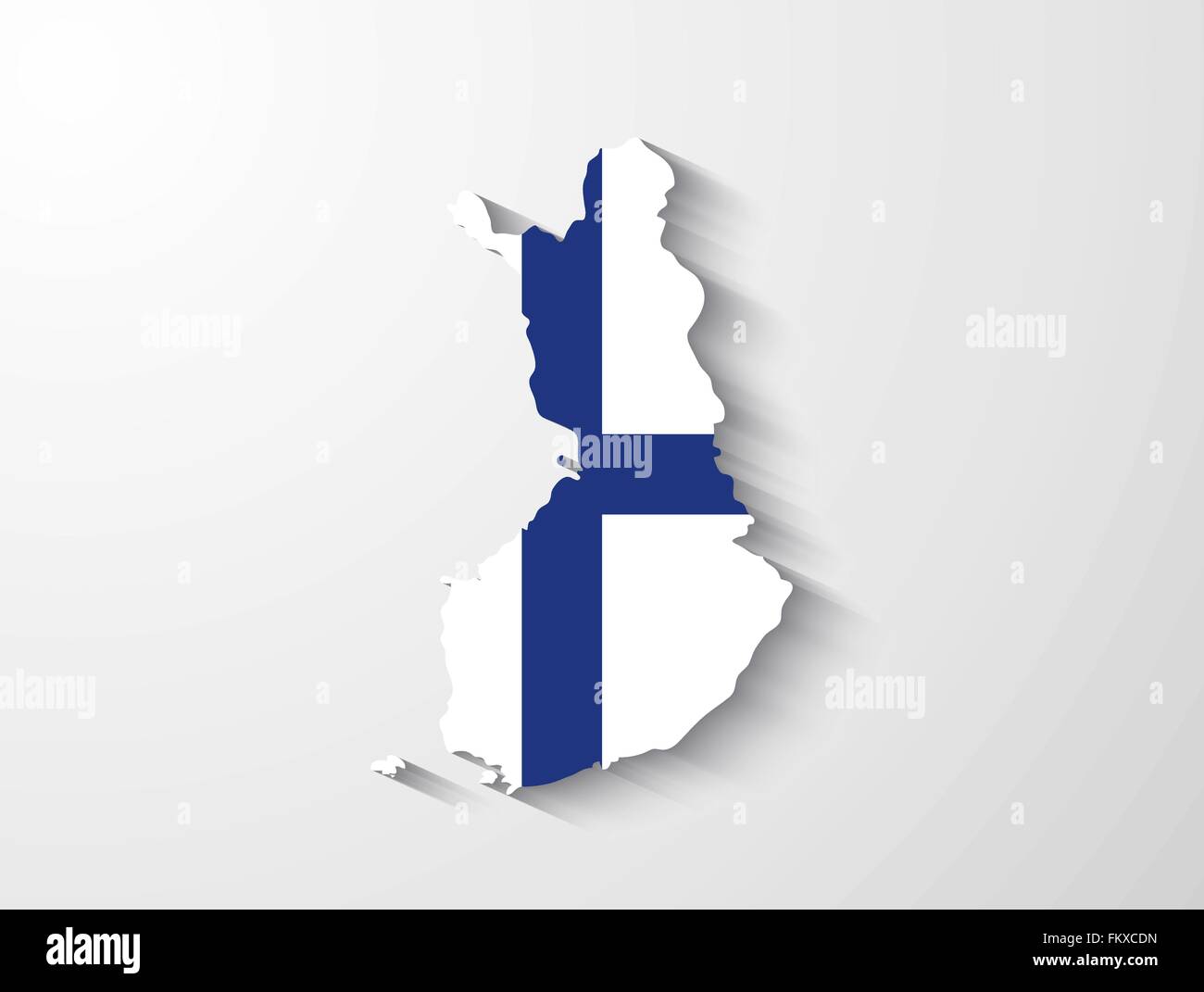 Finland country map with flag and shadow effect Stock Vector