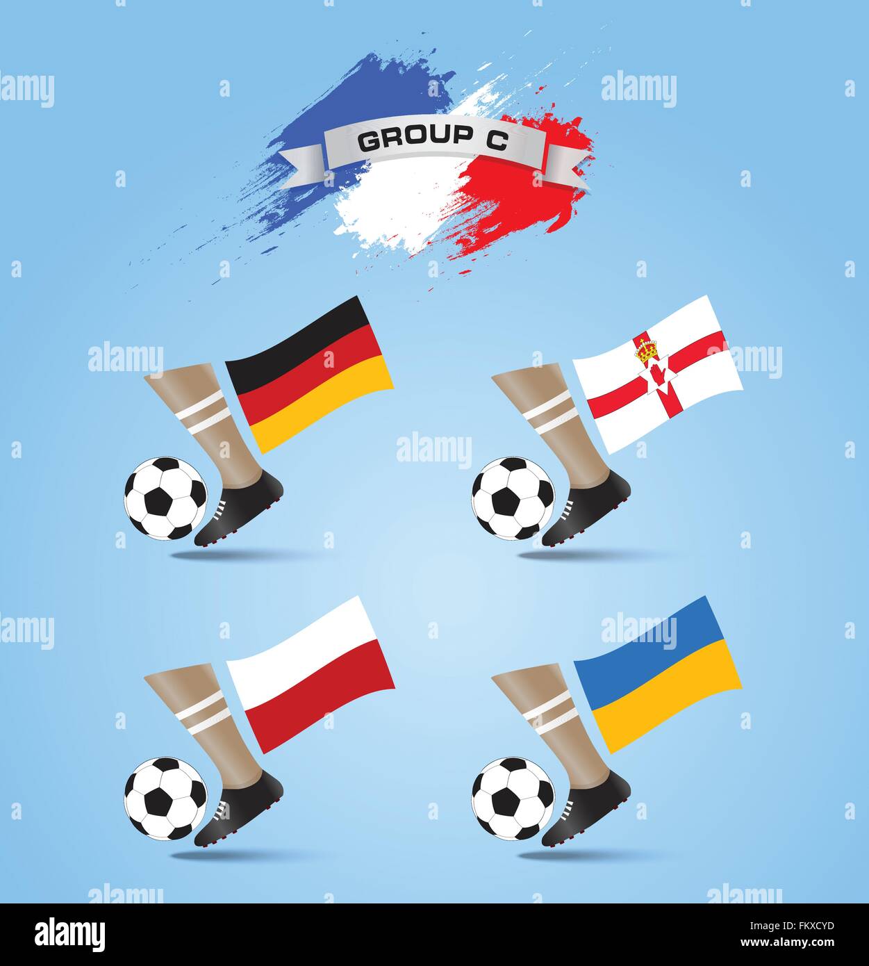 France 2016 Soccer Championship Final Tournament Group C Stock Vector