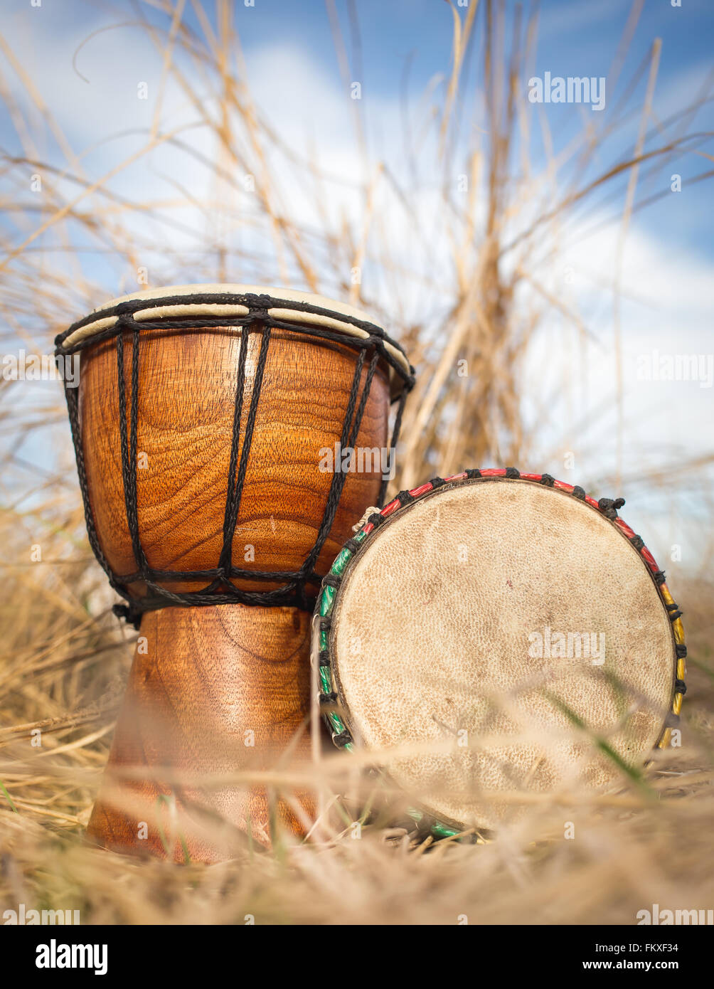 African hand percussion instrument - Djembe drums Stock Photo