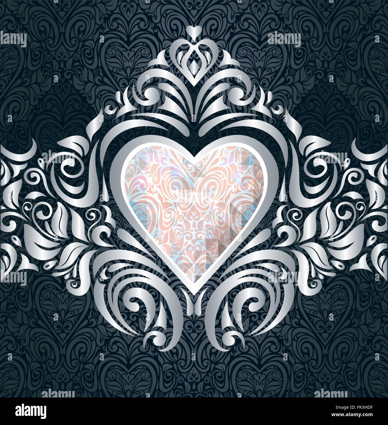 Black and silver vintage decorative invitation background design with