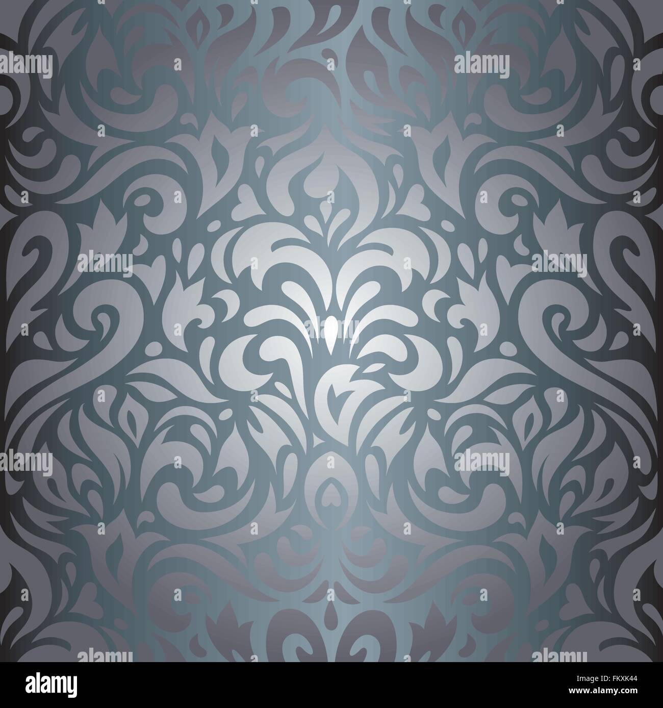 Silver floral luxury decorative vintage wallpaper background design Stock Vector