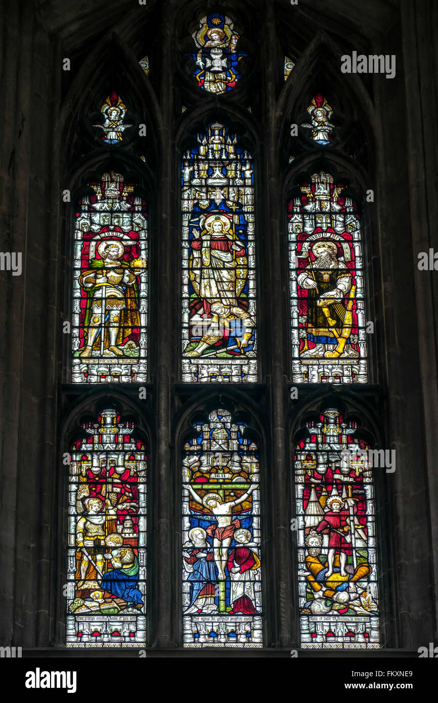 Stained Glass Window in Winchester Cathedral Stock Photo Alamy