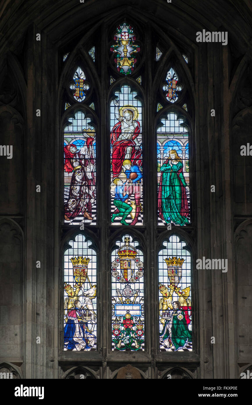 Stained Glass Window in Winchester Cathedral Stock Photo Alamy
