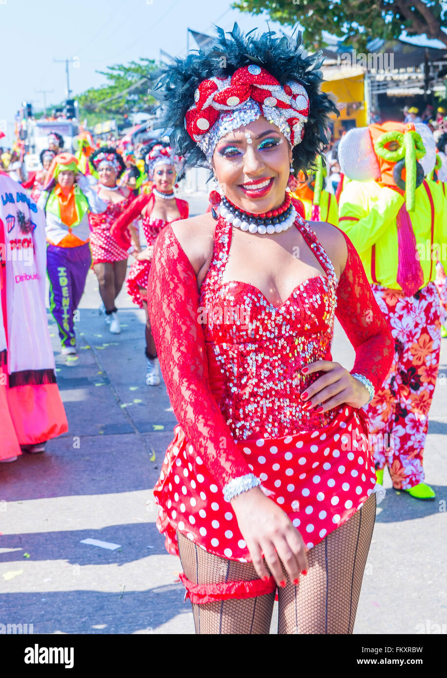 Participants in the Barranquilla Carnival in Barranquilla , Colombia