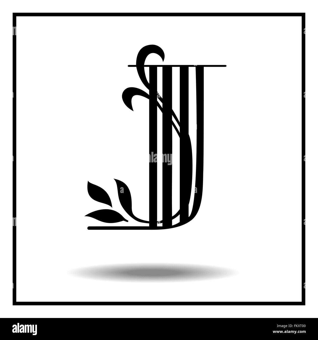 Letter j made with leaves. Stock Vector