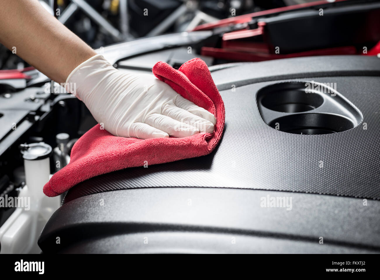 Car detailing series Cleaning car engine Stock Photo Alamy