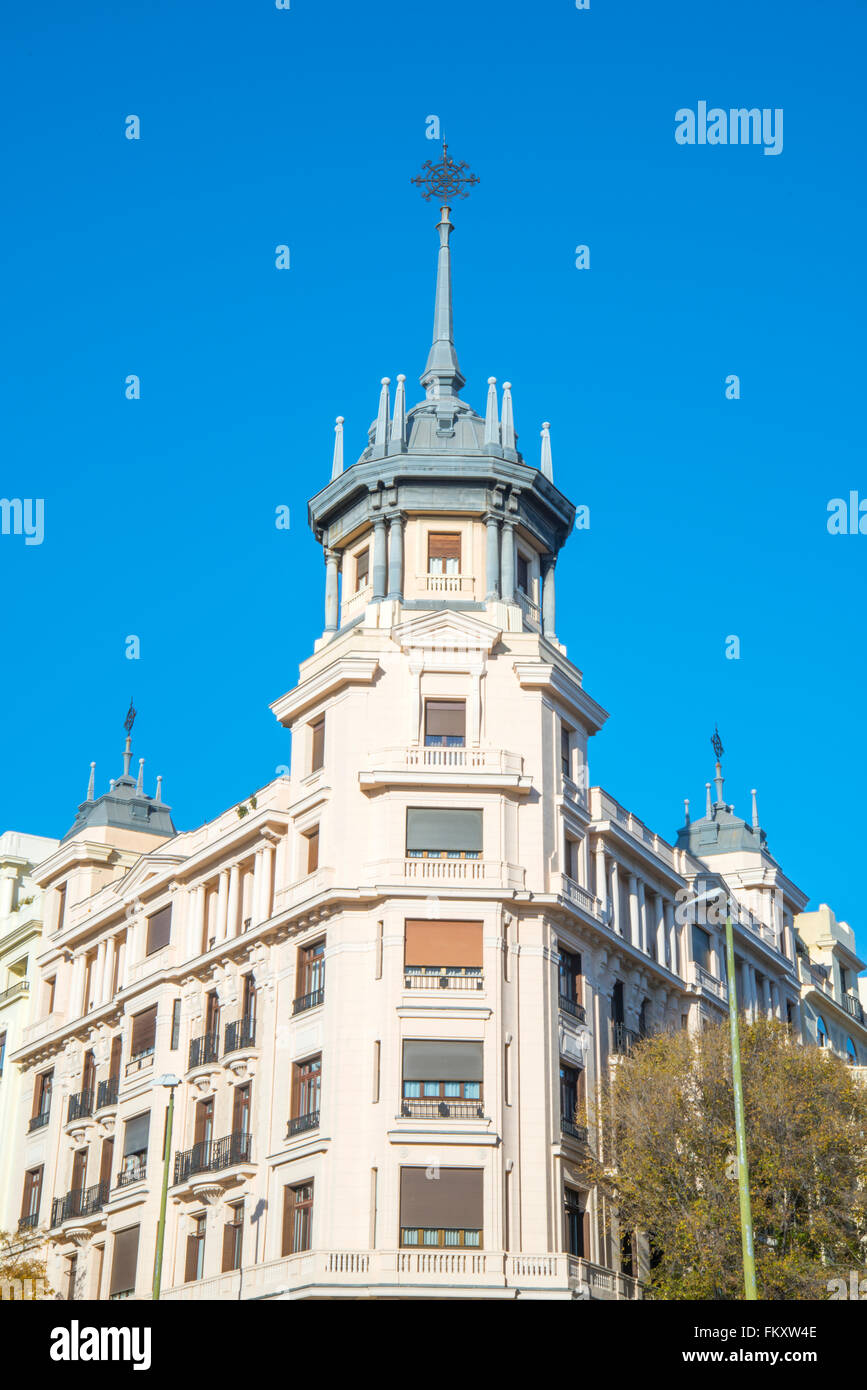 Facade of building. Glorieta de Alonso Martinez, Madrid, Spain. Stock Photo